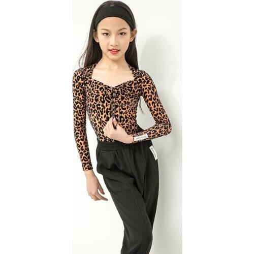 Latin Dance Tops Girls Modern Dancewear Ballroom Practice Wear Salsa Dance Outfit Long Sleeve Girls Clothes Stage Costume JL2853