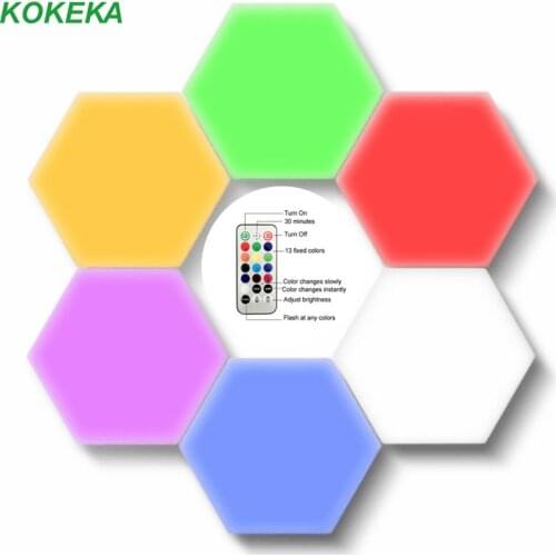 Multicolor Geometry Led Hexagon Panel Quantum Lamp Touch Sensitive Lighting Modular and Removable for DIY Creative Decoration