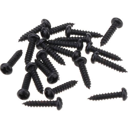 Musiclily Pro 2.1x10mm Metal Phillips Tuners Mounting Screws for Guitar Machine Heads Tuning Pegs, Black (Set of 20)