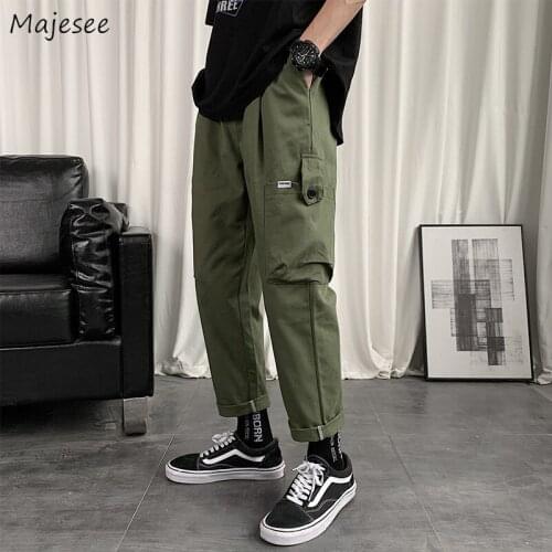 Men Casual Pants Summer Large Size S-5XL Safari Style Trousers High Street Students Simple Multi-pockets Solid Stylish Retro Ins