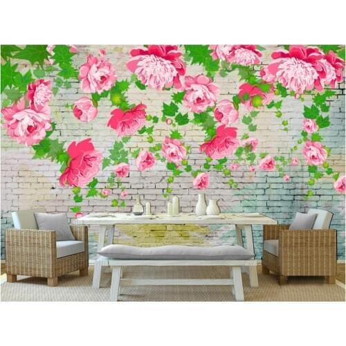 Custom mural 3d photo wallpaper home decor Graffiti brick wall flowers living room wallpaper for walls 3 d in rolls