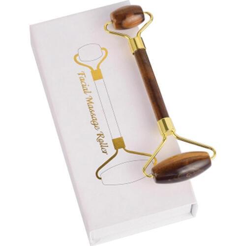 Natural Tiger Eye Jade Roller Double Head Stone Facial Massage Roller Portable Face Lift Massager Beauty skin Care Tool with Box