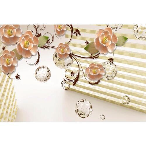 Newest High-end 3D Crystal Diamond Jewelry Background Wall mural 8d crystal mural flower wallpaper living room bedroom