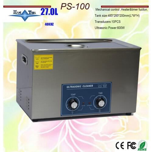 Newest 600w heat ultrasonic cleaner 27L PS-100 the king of the circuit board ,metal parts cleaning equipment