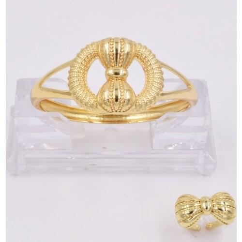 NEW High Quality Ltaly 750 Gold color Jewelry Set For Women african beads fashion Bracelet Ring jewelry