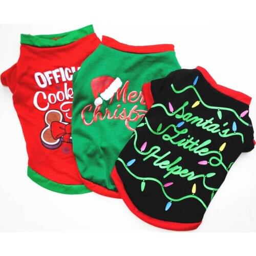 Small Dogs Clothes Christmas Puppy Cotton T-shirt Pet Clothing Summer Shirt Casual Dog Cat Breathable Vest Leisure Costume