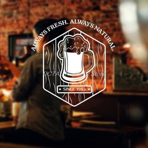 Beer Shop Sticker Always Fresh Vintage Shop Decor Sign Retro Bar Pub Poster Decal Vivyl Customized