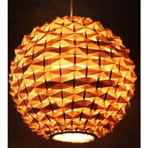 Hand Woven Ball Bamboo Pendant Lamp modern Bar Deco Hanging Lamp Dia 15.7