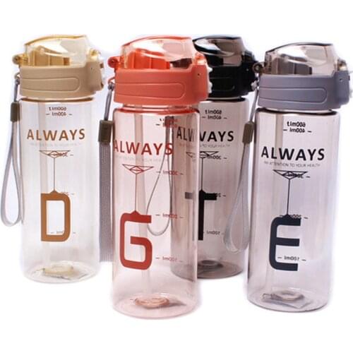 Portable Sports Straw Cup with Bouncing Lid 600 Large Capacity Precise Scale Transparent Body Outdoor Water Cup Hung On Backpack