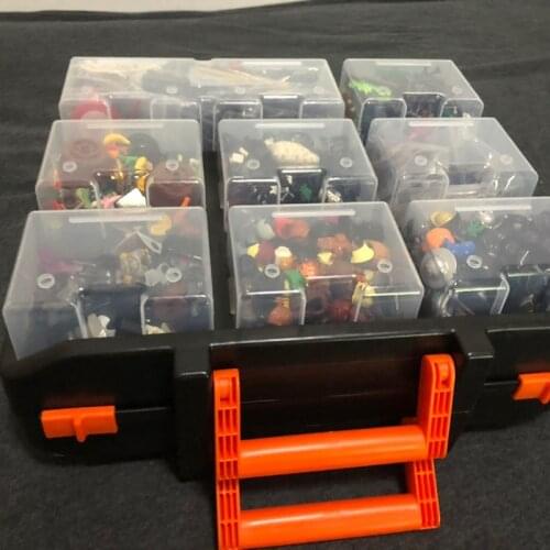Portable Double-sided Tool Box Building Block Screw Storage Box Fishing Lures Box Plastic Parts Box