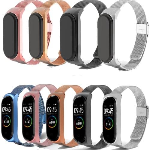 For xiaomi Mi band 3 4 5 strap Stainless Steel wristband band strap Milanese Wrist band strap Mi Band 3 4 5 Metal band Strap
