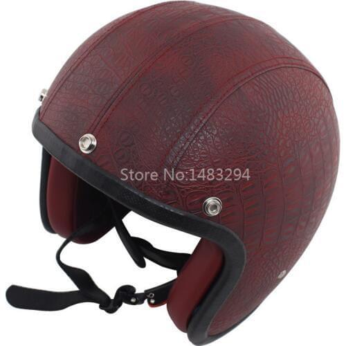 Retro Wine Red 3/4 Open Face Motorcycle Scooter Helmet Adult Unisex L Size New