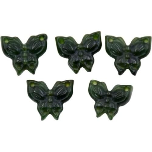 LUX Carved Butterfly Nephrite Jades Pendant insect Natural Spinach green jades head gem stone beads making necklace jewelry