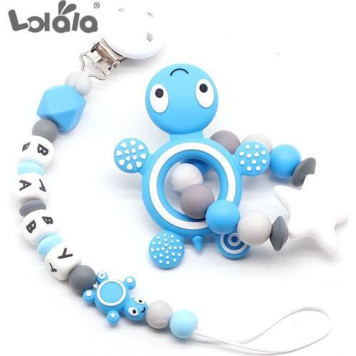 NEW Personalized Name Silicone Teething Pacifier Clip BPA Free Beads Silicone Pacifier Chain Holder Nipple Baby Rattles Chew Toy
