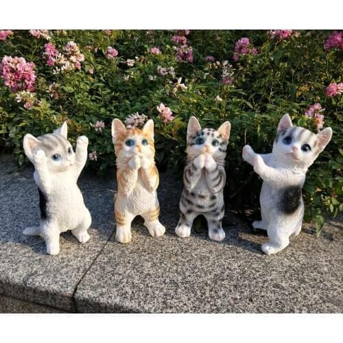 Outdoor Simulation Animal Cute Cat Resin Accessories Home Livingroom Table Statue Decoration Courtyard Garden Sculpture Crafts