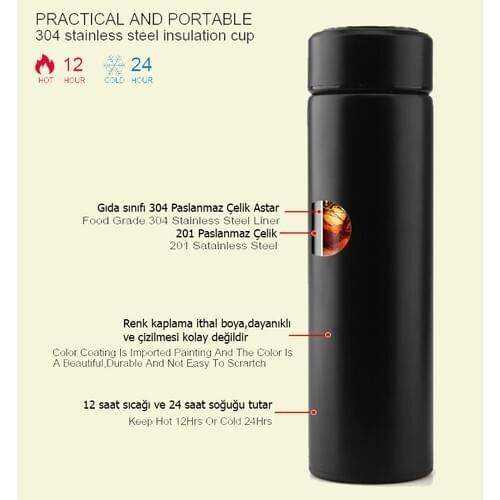 Smart Vacuum Insulated Thermos 500ML with LED Temperature Display camping thermos