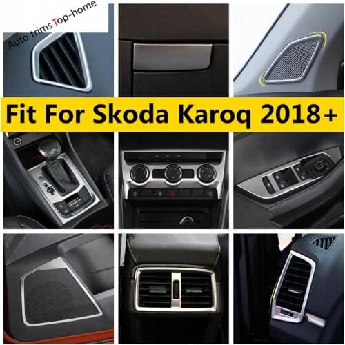 Air AC Vent Outlet / Window Lift Button / Shift Gear / Handle Bowl Panel Stainless Steel Cover Trim For Skoda Karoq 2018 - 2020
