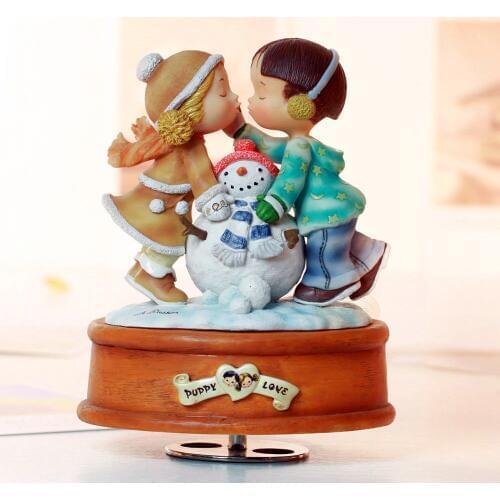 Rotating music box birthday gift snowman girlfriend gifts in wedding and Christmas for home decoration free shipping