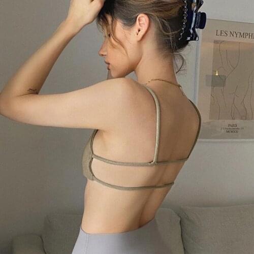 Womens Summer Basic Vest Tops Sexy Crop Camis Tops Sleeveless Backless Hollow Spaghetti Strap Solid Color Rib Knitted Camisoles