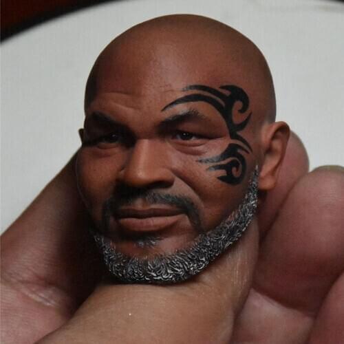 In Stock 1/6 Male Fighting Champion Mike Tyson Head Carved Model with Beard Tattoo Model for 12 inches Action Figure Body