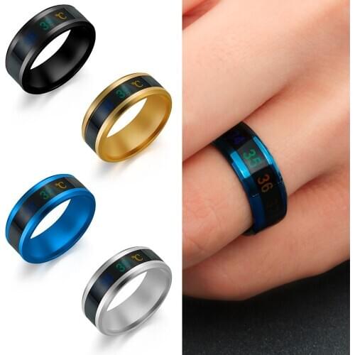 1PC Creative Smart Magic Measurement Ring Thermometer Display Couple Mood Rings Jewelry Gift Men Women Fashion Accessories