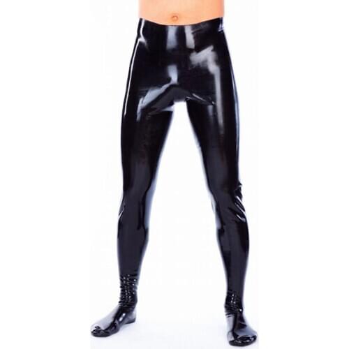 100% handmade skinny pants mens black latex pantihose no zipper