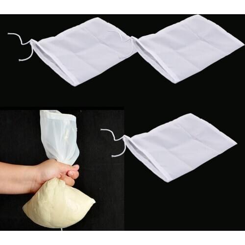 3 Pcs Milk Coffee Juice Reusable Nylon Mesh Strainer Filter Bag 15x20cm