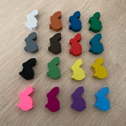 6 Pcs/Set DIY Rabbit Chess Pieces Describe Obscure sense Card Game Accessories 6 Colors Wooden Games