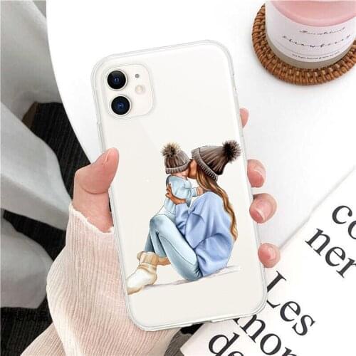 For Exclusively Family Parent-child and Hand-painted Girl iPhone Shell Iphone 12 11 ProMax Case 7 8 Plus X XR XS Max Mini Cover