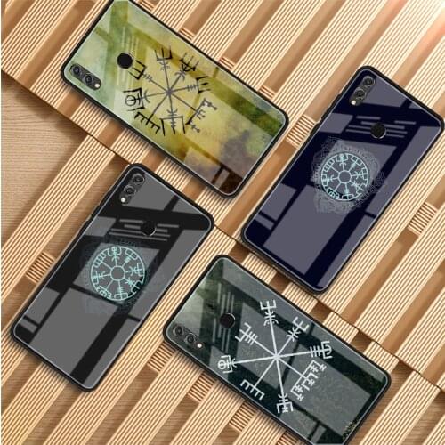 Viking Vegvisir Odin Nordic Tempered Glass Phone Case For Huawei P20 P30 P40 P40 Lite Pro Psmart Mate 20 30 Cover Shell