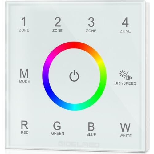 DIY home use 4-zone Wall mounted touch panel RGB RGBW LED controller for PWM dimmer led RGBW strip controller input DC12V-24V