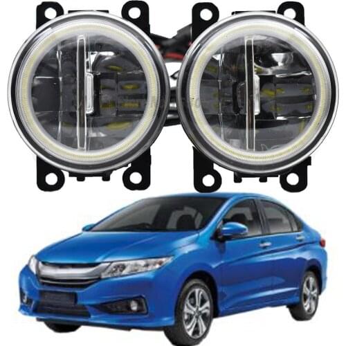 For Honda City Grace Ballade Car LED Fog Light COB Angel Eye foglamps Headlight Daytime Running Fog Lamp 12V 2014-18