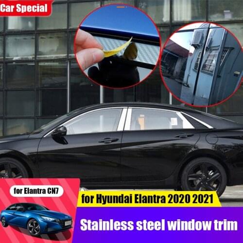 For Hyundai Elantra Avante CN7 2020 2021 car window center column stainless steel piano black car window trim