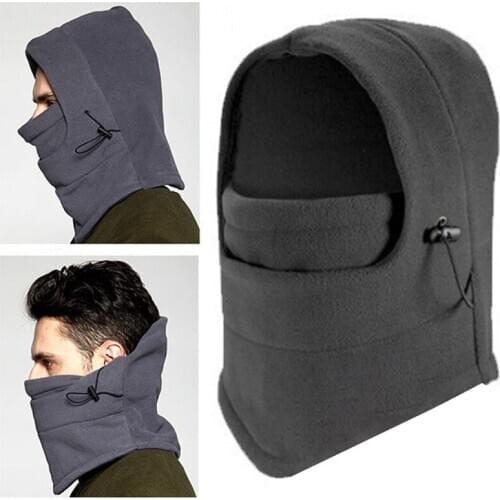 Fleece Hat Hooded Neck Warmer Winter Sports Face Mask For Men Ski Bike Motorcycle Helmet Masked Cap