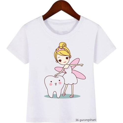 Aesthetic Funny Cartoon Print T-shirt Teeth Dentist Fashion Kids Tops Kawaii Boys Girls Harajuku T Shirt Summer Kids Clothes