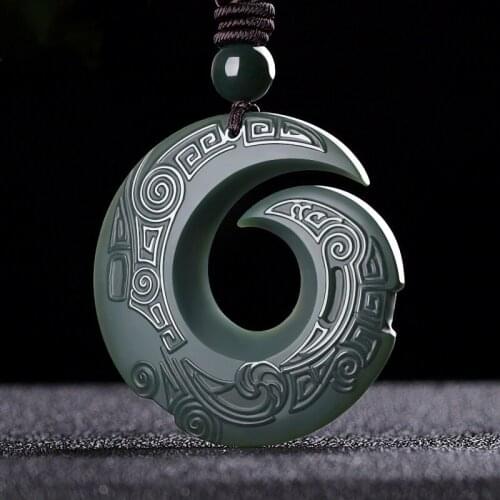 Natural Hetian Qing yu Jade Pendant Jewelery Lucky Exorcise evil spirits Auspicious Amulet Fine Jewelery Jade Pendant