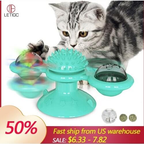 Windmill Toys Pet Toys Interactive Puzzle Training Turntable Windmill Ball Whirling Toys For Cats Kitten Play Game Cat Supplies