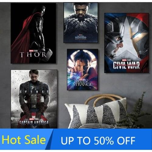 Marvel Canvas Painting Wall Art Movie Avengers Super Hero Captain America Iron Man Thor Posters Print Living Room Decor