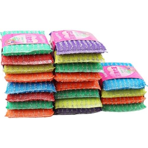4pcs Pinstripe Kitchen Decontamination Non-stick Oil Cleaning Sponge Wipe Household Dishwashing Sponge Block Wholesale