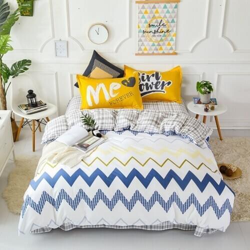 2018 Bedclothes Simple Fashion Geometric Stripes Bed Sheet Duvet Cover Sets 4pcs Bedding Set