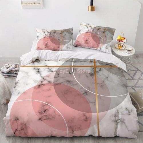 Pink Marble Art Bedding Set Modern 3d Duvet Cover Sets Comforter Bed Linen Twin Queen King Single Size Fashion Luxury Elegant