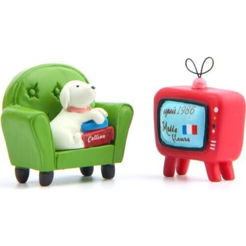 New Hot Cartoon Groceries Sofa Watching TV Puppy Dogs Model Action Figure Toys Succulent Flower Shooting Props Kids Xmas Gift