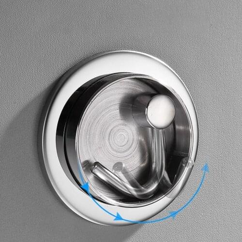 New Rotating Concealed Wall Hook 304 Stainless Steel Behind-door Coat Clothes Bags Hanger Hook Home Decorative Organizer Rack