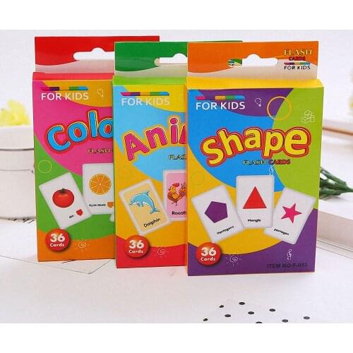 36Pcs Children Recognition Shape Animal Color Teaching Card Cognitive Flash Puzzle Infant Early Education Learning Toy