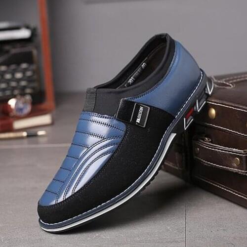 Autumn New Mens Business Shoes Slip-On Loafers Solid Waterproof Breathable Lace Up Casual Shoes England Leather Shoes H96