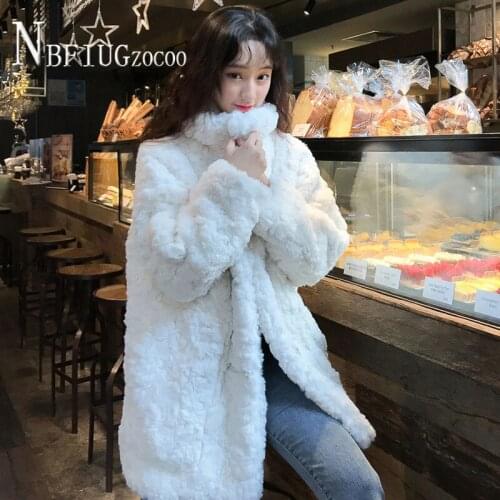 Imitation Lambswool Women Coat Autumn Winter New 2020 Korean Warm Thick Faux Fur Female Overcoat