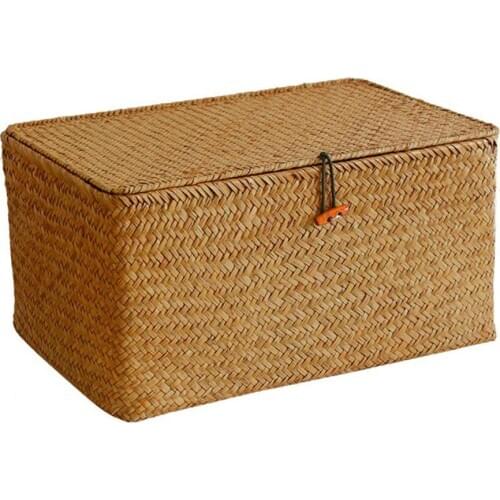 New Handmade Woven Rattan Storage Baskets Storage Box case Home Sundries Laundry Organizer Rattan Jewelry Box with Lid
