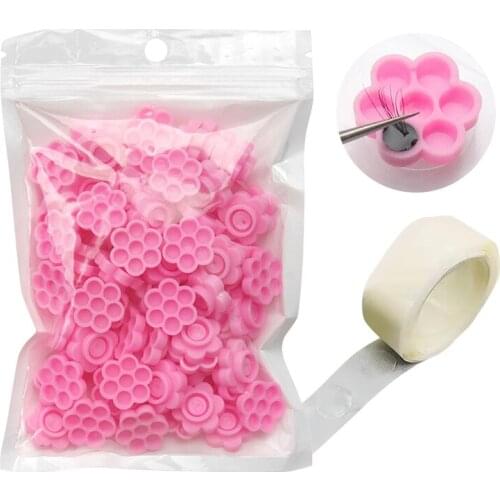 100pcs Disposable Glue Pallet Eyelash Extension Holder Pallet for Tattoo Pigment Adhesive Gel Glue Container Makeup Tools