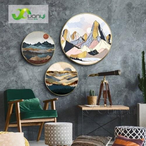 Nordic Style Modern Abstract Mountain Sunrise Home Decor Wall Art Painting Posters And Print Picture Canvas For Living Room