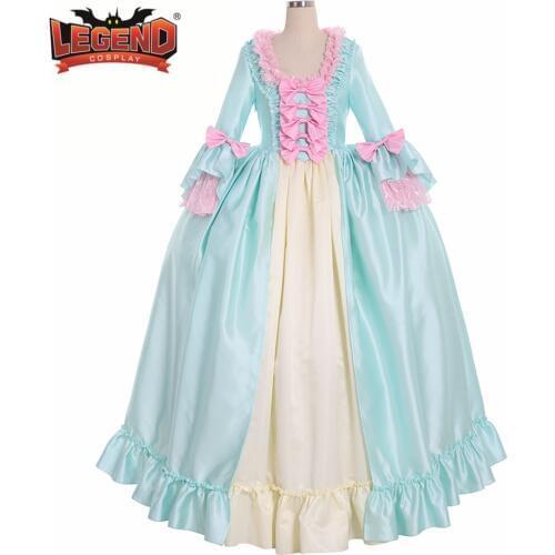 Rococo Colonial Georgian 18th Marie Antoinette Day Court gown Dress blue gown dress